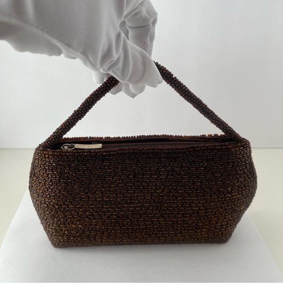Elegant Brown Beaded Handbag Vintage Bijoux Terner - Picture 9 of 15